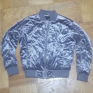 Collection B New york velvet crush bomber jacket